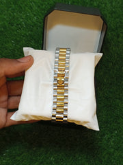 Rolex Brown Dial Watch – Two-Tone Bracelet | Date Display | Crown Edition