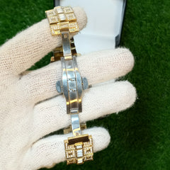 Luxury Golden Cartier-Style Watch – Master Lock | Iced-Out Dial