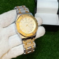Audemars Piguet Inspired Watch – Golden Dial | Two-Tone Stainless Steel | Date Display