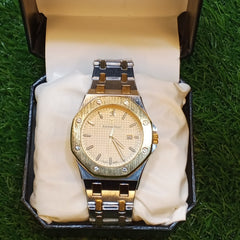 Audemars Piguet Inspired Watch – Golden Dial | Two-Tone Stainless Steel | Date Display