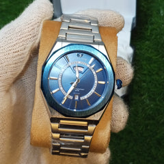 Success Way Stainless Steel Watch – Blue Dial | Day & Date Display | Full Steel Strap