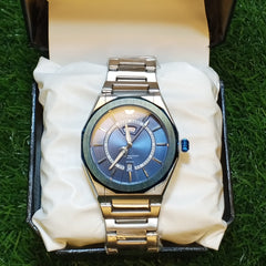 Success Way Stainless Steel Watch – Blue Dial | Day & Date Display | Full Steel Strap