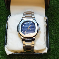 Patek Philippe Silver-Blue – Master Copy | Stainless Steel Strap | Master Lock