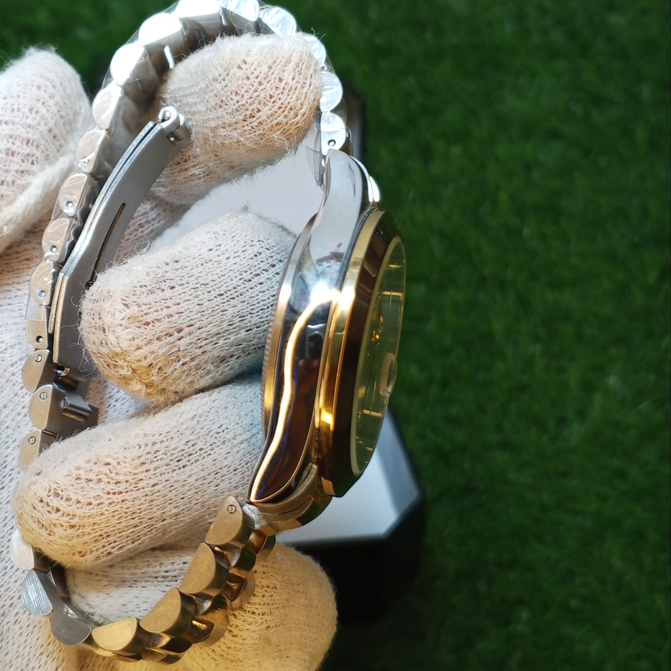 Rolex Brown Dial Watch – Two-Tone Bracelet | Date Display | Crown Edition