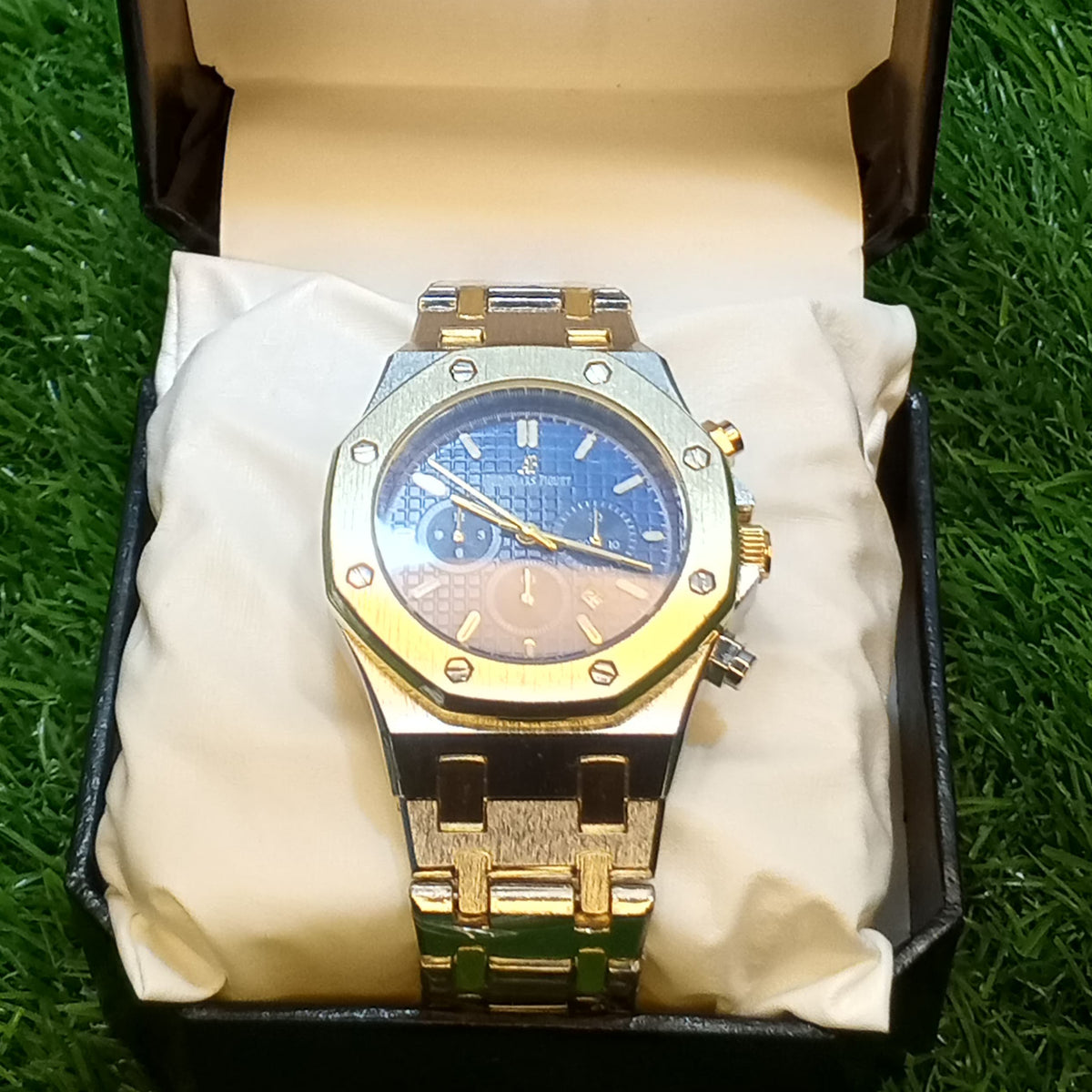 Audemars Piguet Inspired Watch – Blue Dial | Two-Tone Stainless Steel | Date Display