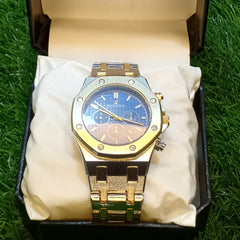 Audemars Piguet Inspired Watch – Blue Dial | Two-Tone Stainless Steel | Date Display
