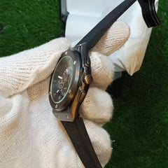 Hublott Skeleton Leather strap Watch - Black&Black