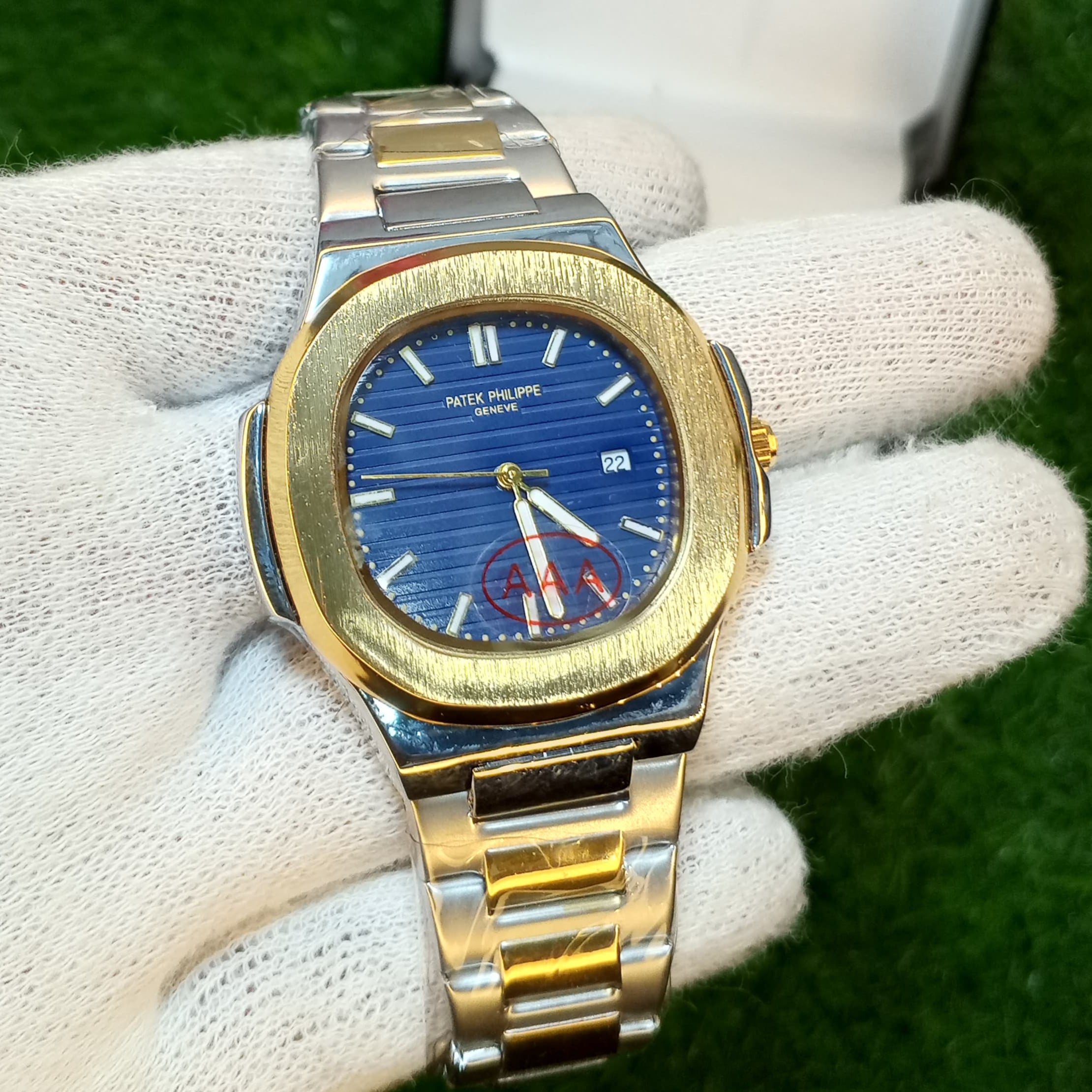 Patek Philippe Blue Dial – Master Copy | Two-Tone Silver & Gold Strap | Master Lock