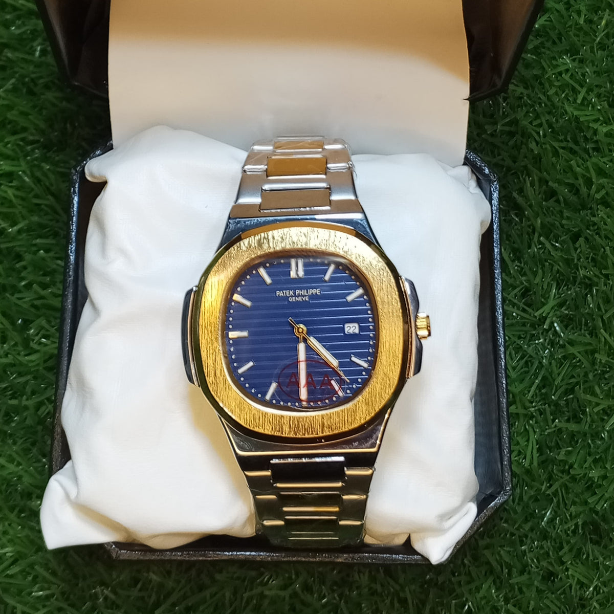 Patek Philippe Blue Dial – Master Copy | Two-Tone Silver & Gold Strap | Master Lock